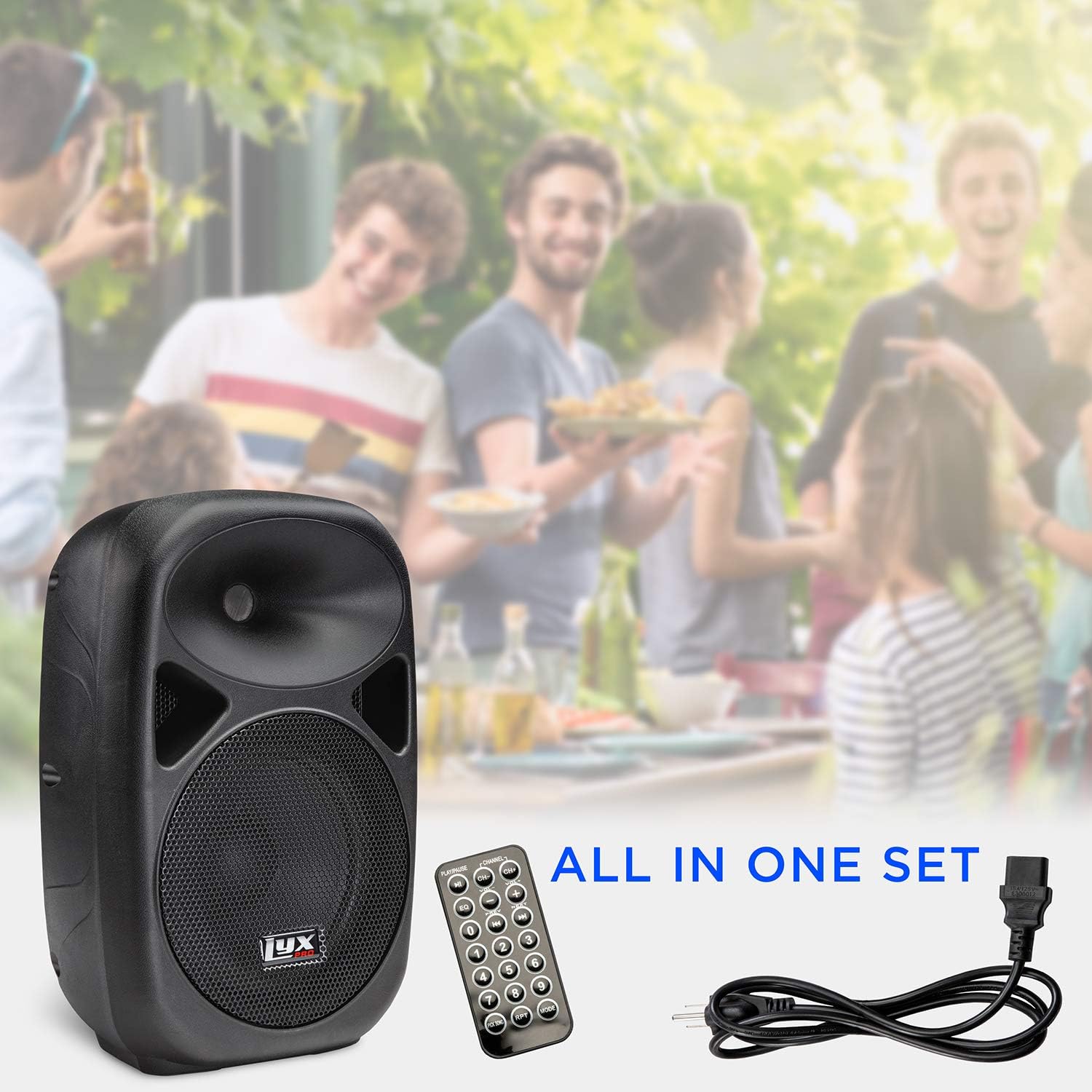 LyxPro 15 Inch PA Active Speaker System Compact and Portable with Equalizer, Bluetooth, MP3, USB, SD Card Slot, XLR, 1/4��, 3.5mm Input, Carry Handles, SPA-15