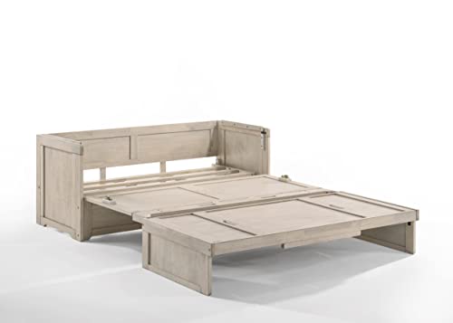 Night & Day Furniture Murphy Cube Cabinet Bed with 6" Gel Memory Foam Tri-Fold Mattress (Rural Grey, Twin XL Customizable Assembly)