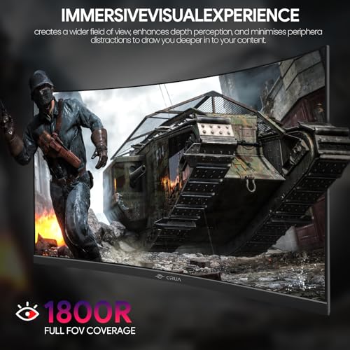 CRUA 30Inch Ultrawide Curved Monitor, 21:9 WFHD(2560x1080P) VA Computer Monitor, 120% sRGB 100HZ 1500R PC Monitors Support FreeSync, Wall-Mounted, with HDMI/DP Display Port-Black