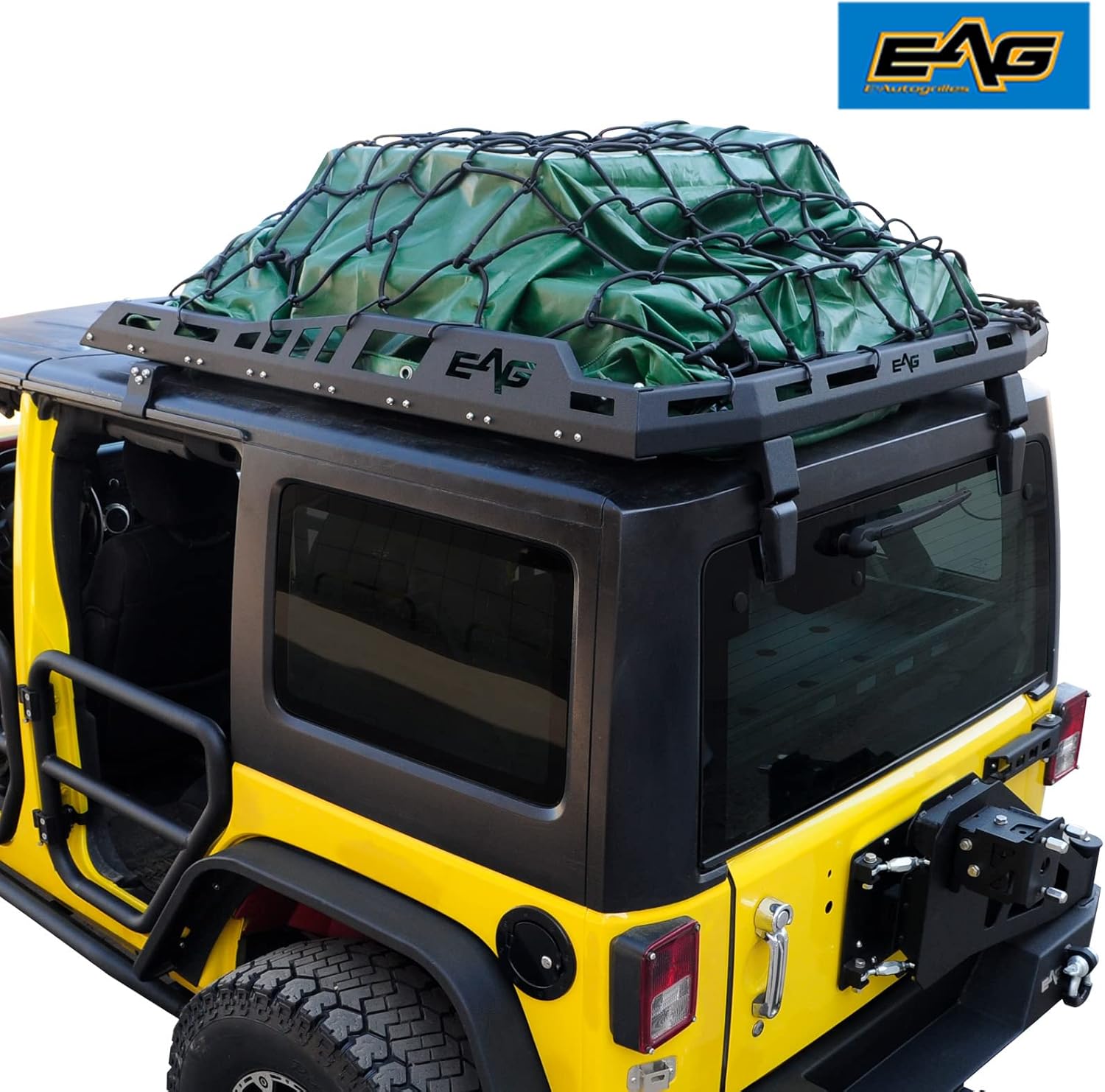 EAG Roof Rack Cargo Carrier Basket Hard Rooftop Fit for 07-18 Wrangler JK 2/4Door