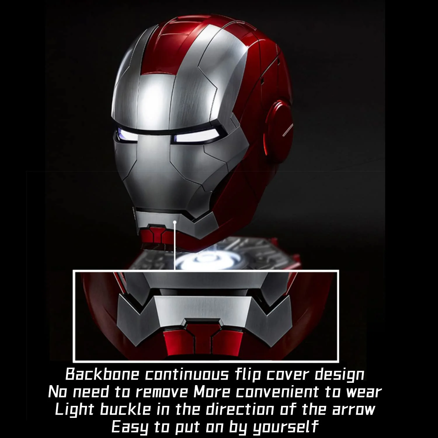 Farontor Iron Man Helmet Electronic Mark 5 Helmet Wearable Iron-man Mask with Sounds & LED Eyes 1:1 Model