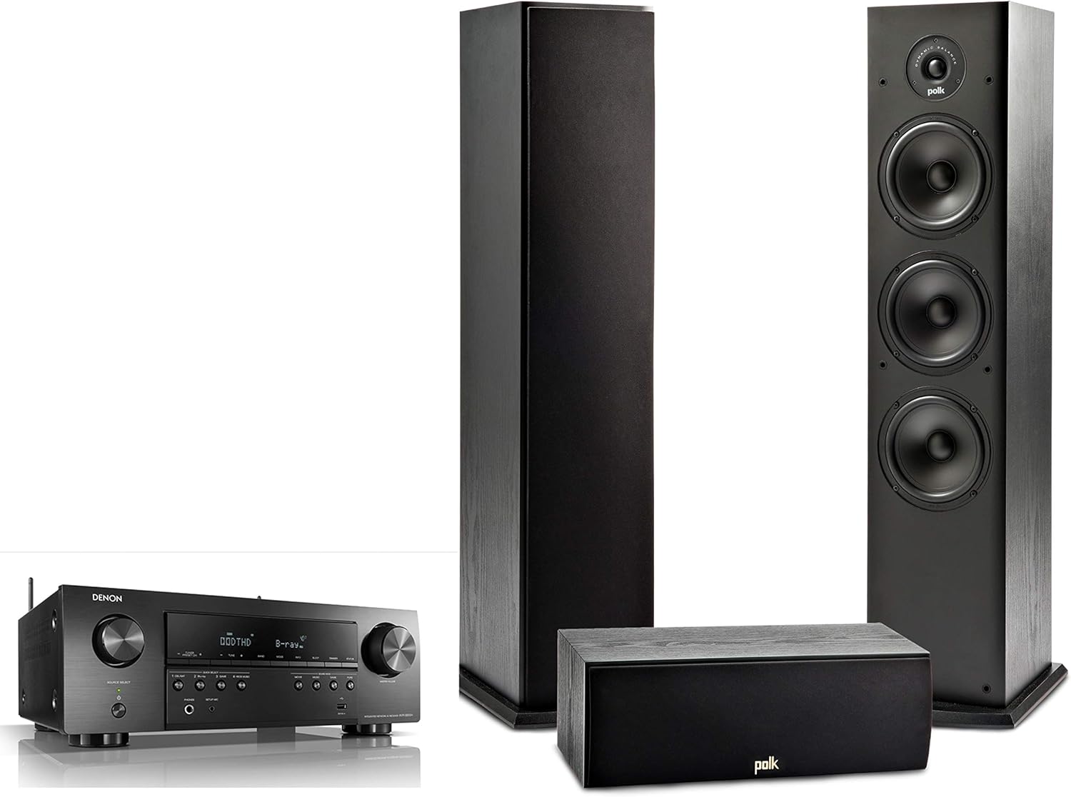 Polk Audio T15 100 Watt Home Theater Bookshelf Speakers &ndash; Hi-Res Audio with Deep Bass Response | Dolby and DTS Surround | Wall-Mountable| Pair, Black