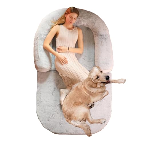UVIPC Human Dog Bed Foldable Dog Bed for People，Giant Human Dog Foldable Bed for Adult ，Human Size Dog Bed with Soft Blanket Pillow