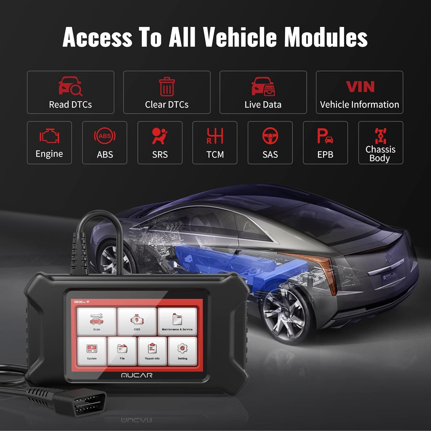mucar OBD2 Scanner, CS99 2022 Newest OE-Level All Systems Car Scanner for Cars, Oil/EPB/SAS/DPF/Throttle Matching Reset Diagnostic Scan Tool, AUTO VIN, Fres Lifetime Update