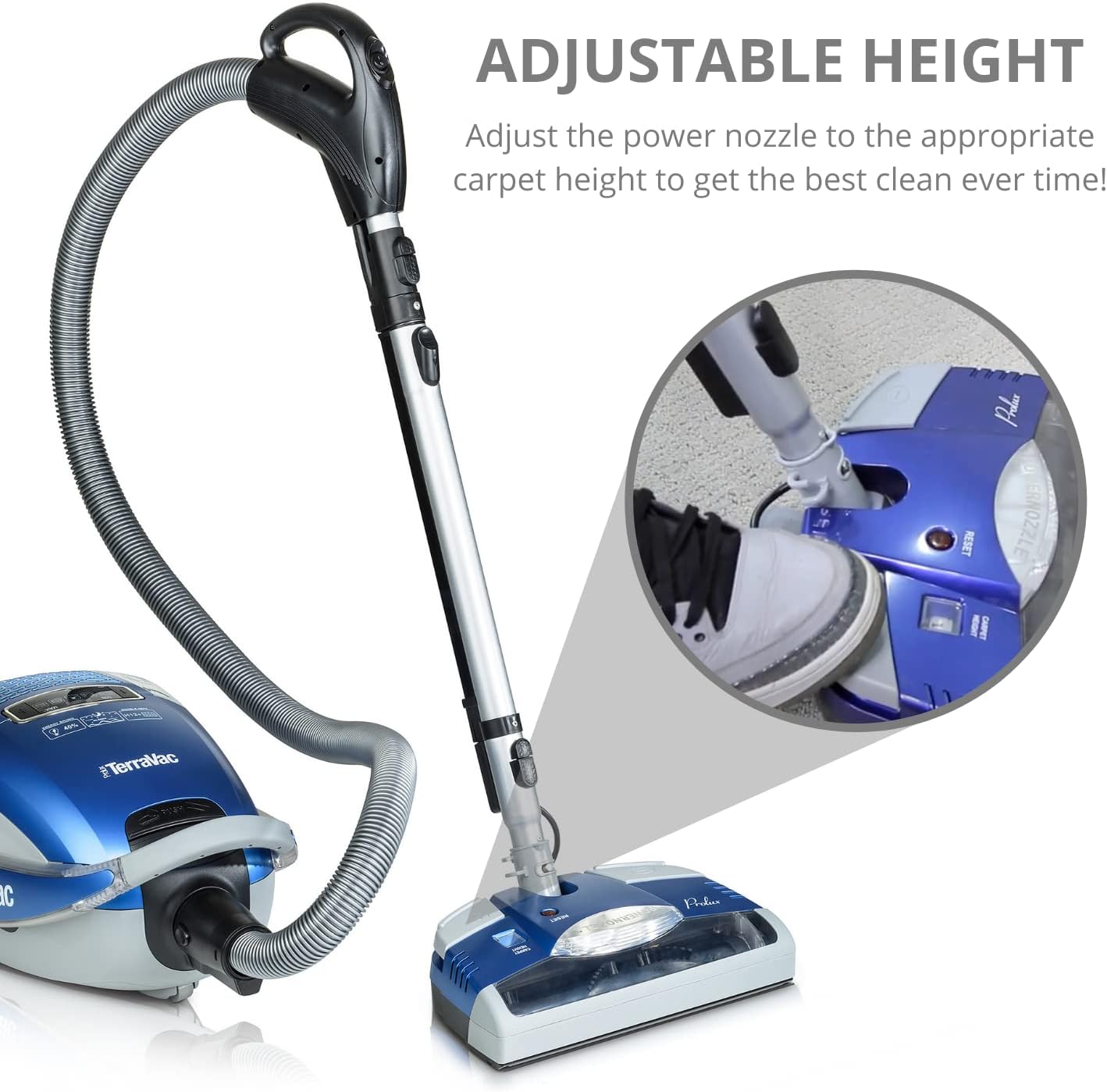 Prolux TerraVac Deluxe Series 5 Speed Canister Vacuum Cleaner with HEPA Filtration and Electric Powerhead