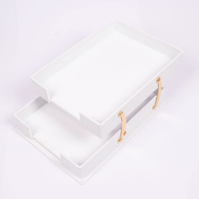 Leather Desk Set-Desk Office Accessories-Office Organizer- Home Office Accessories - Desk Supplies - Desk Storage Organizer -Desk Pad-Storage-14 Pieces -14 PCS(WHITE)