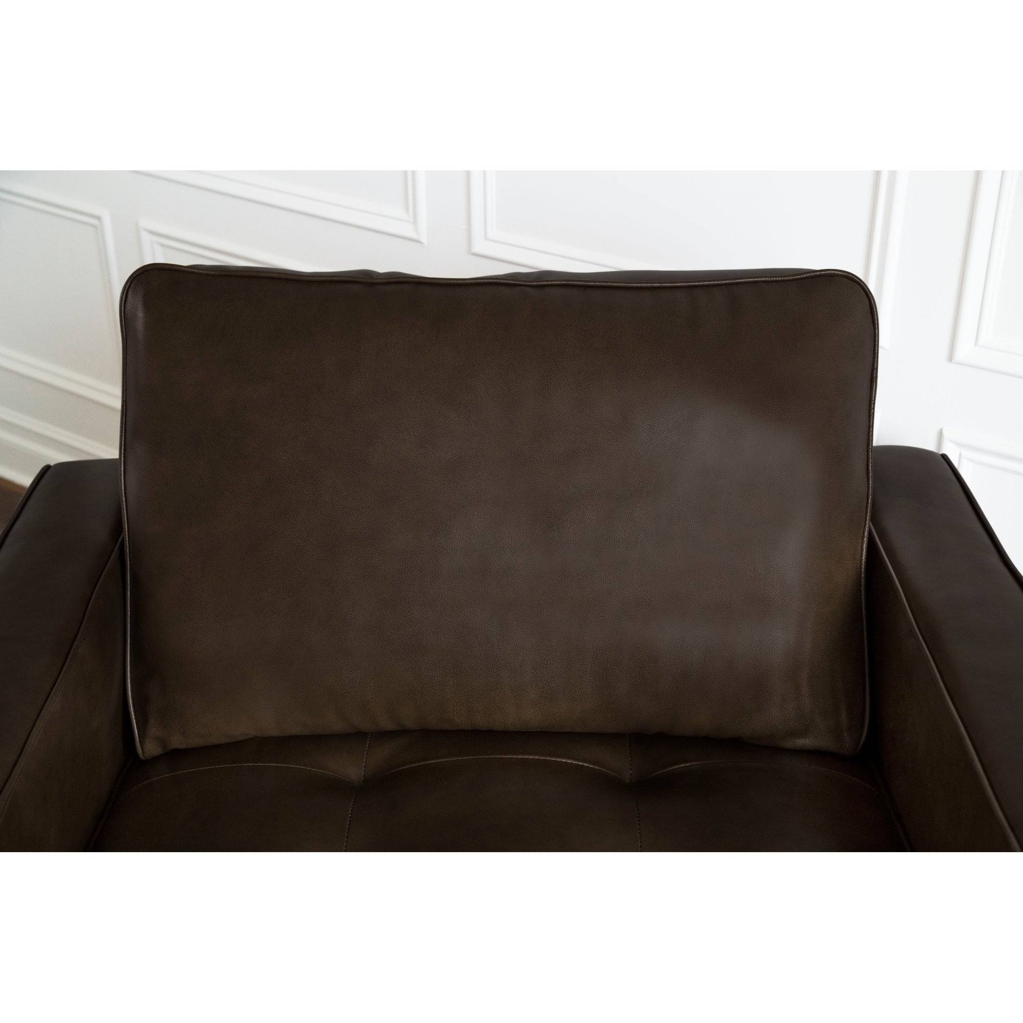 Abbyson Holloway Mid-Century Modern Top-Grain Leather Armchair - Camel
