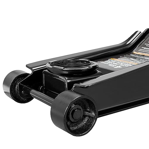 Torin T83505W BlackJack Hydraulic Low Profile Steel Racing Floor Jack with Single Piston Quick Lift Pump, 3 Ton (6,000 lb) Capacity, Black