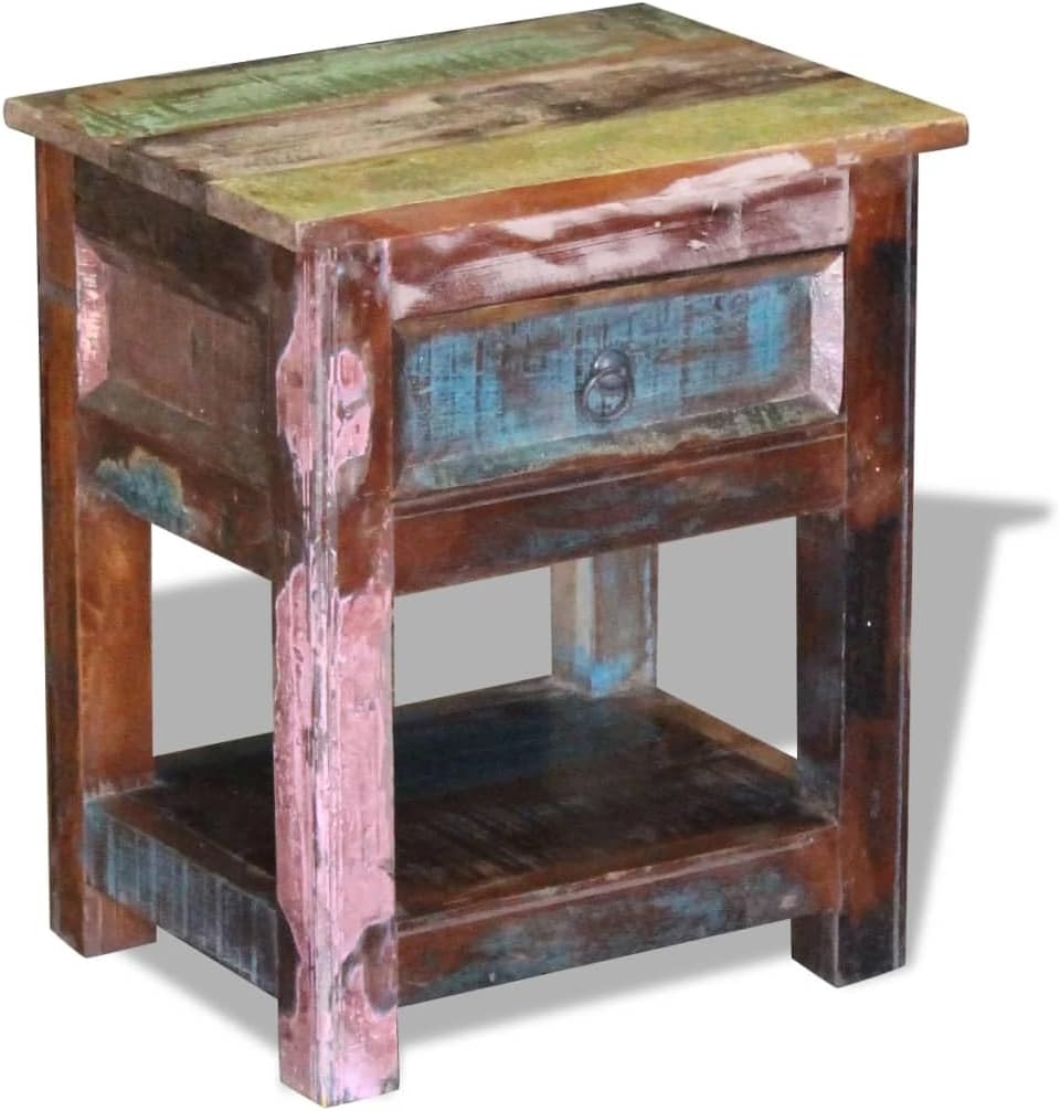 Side Table with 1 Drawer,Buffet Cabinet,Accent Cabinet,Sideboard,Freestanding Storage Cabinet,Coffee Table,End Table,for Bedroom,Living Room,Dining Room,Hallway,Solid Reclaimed Wood 17"x13"x20"