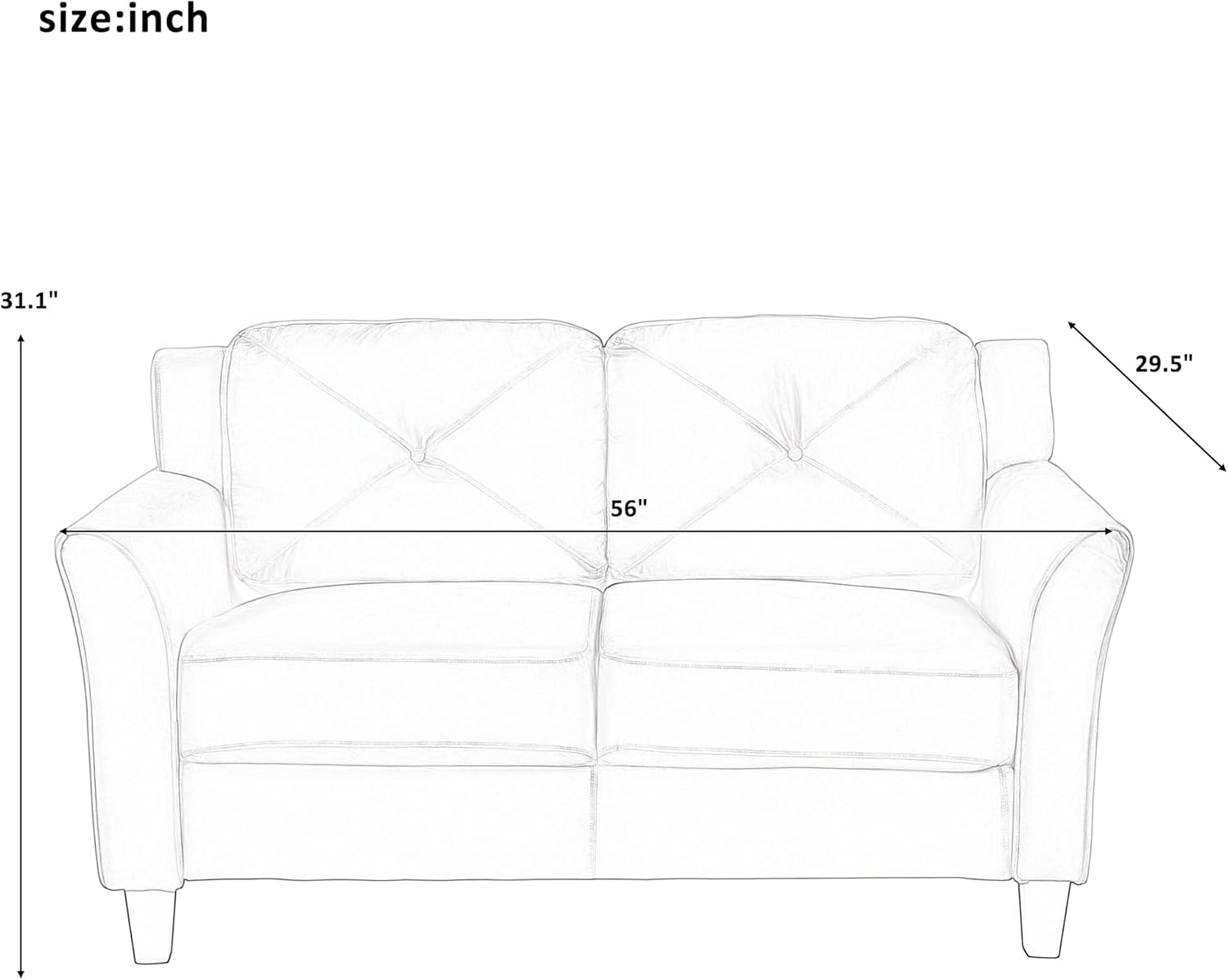 3 Piece Furniture Living Room, Set Including Three Seat Sofa, Loveseat and Single Chair,Button Tufted Modern Couches-Gray