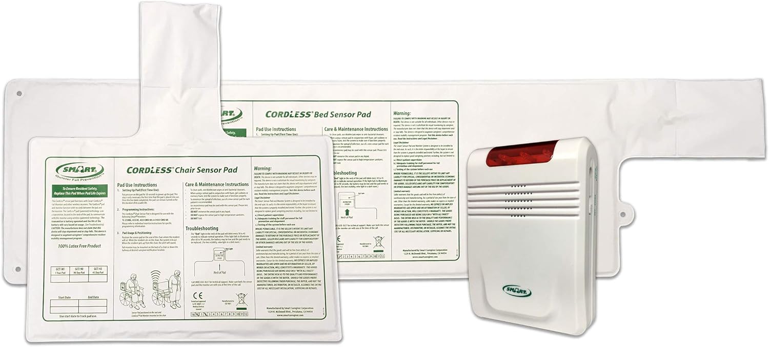 Wireless Monitor with Bed Sensor Pad and Chair Sensor Pad - Wireless & Cordless Makes This System Easy-to-use for The Caregiver!