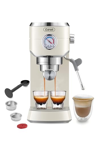 Gevi 20 Bar High Pressure Espresso Machines, Expresso Coffee Machine with Milk Frother for Espresso, Latte Macchiato, Cuppuccino,1.2L Water Tank, 1350W
