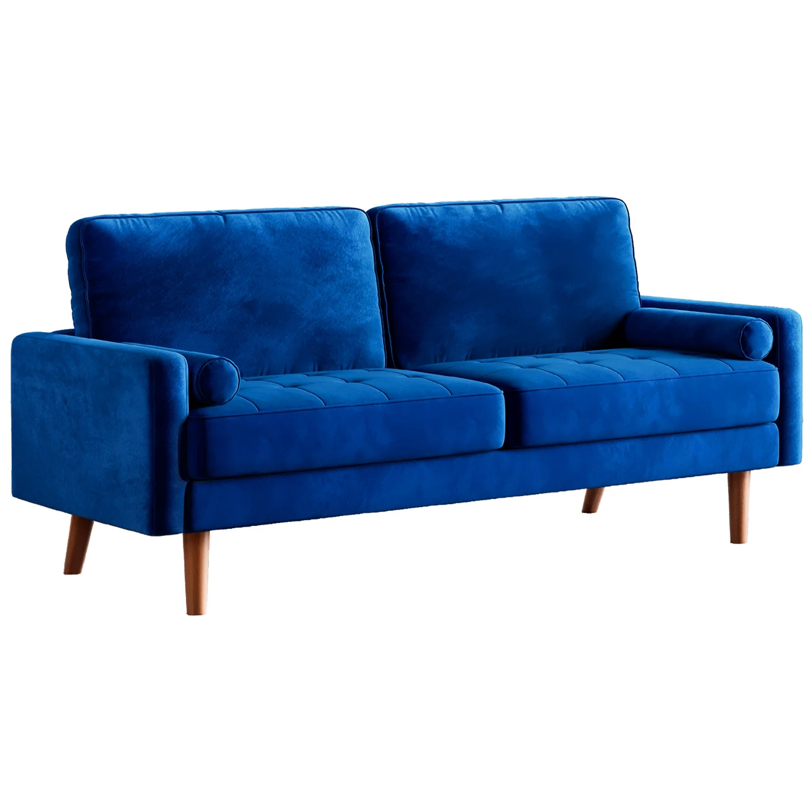 NAIMP 69.3'' W Blue Couches, Velvet Rolled Arm Sofa, Upholstered 3-Seater Loveseat w/Armrest for Living Room Bedroom, Apartment, Home Office