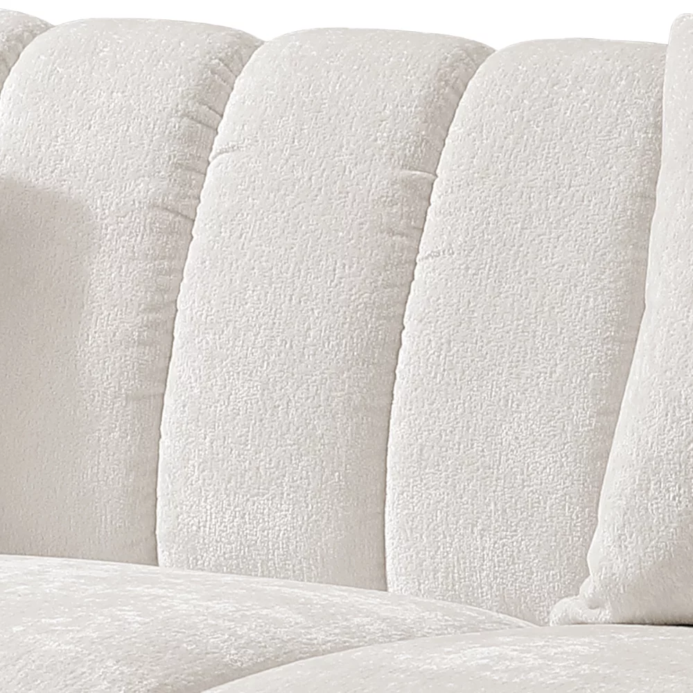 Homfa White Sofa and Couch, 77.2" Modern Chenille Couch with Armrests, Wood Sofa with Pocket and Stainless Steel Legs