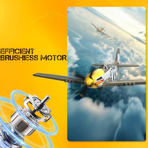 VOLANTEXRC RC Plane, 4 Channel Remote Control Airplane Fighter RTF with 6-Axis Gyro, 3 Modes & Aerobatics Easy to Fly, 2.4GHz Radio Controlled Aircraft for Beginners, Boys & Adults, P51D Mustang, Red