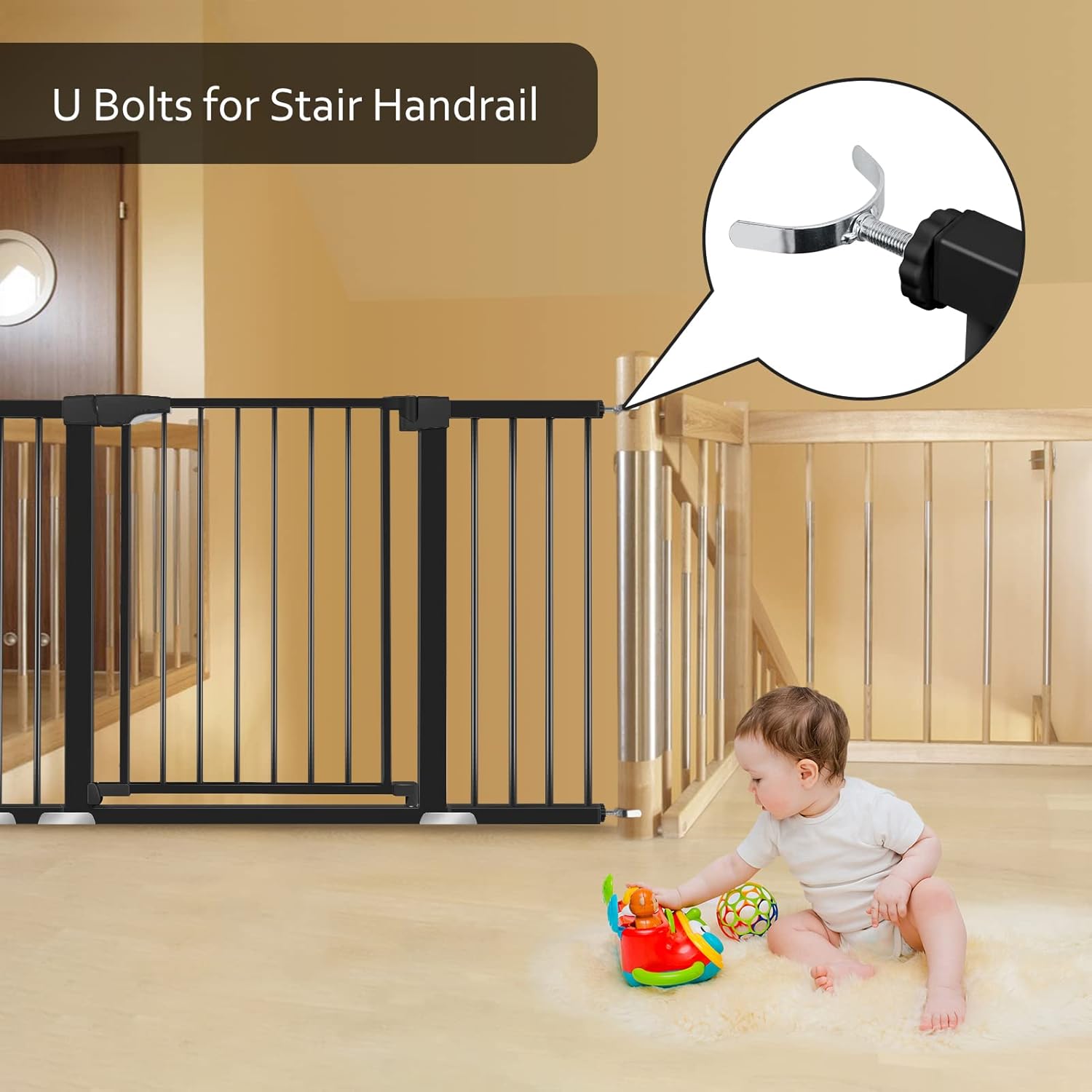 Derson 51.5" Extra Wide Baby Gate for Stairs and Doorways, Auto-Close Safety Dog Gates for The House, Easy Walk Thru Baby Child Gate for Kids and Pets