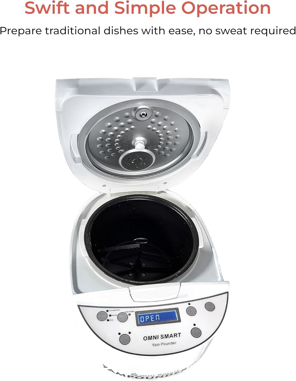 COOK AND POUND YAMPOUNDER Fufu Machine, 3L 700W Electric African Food Cooker to Make Pounded Yam, Poundoo Yam, Plantians, Cocoyams, Amala & Garri