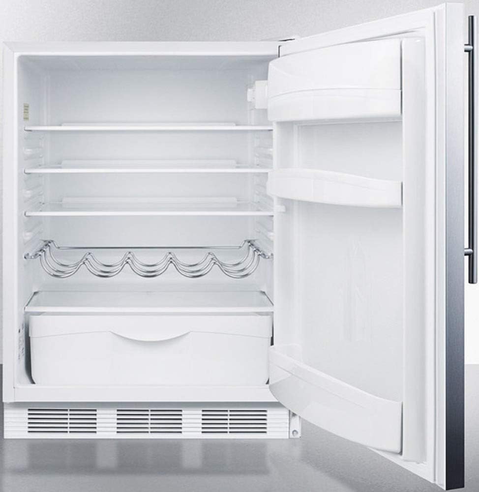 Summit Appliance FF61WBISSHVADA ADA Compliant Built-in Undercounter All-refrigerator for Residential Use with Auto Defrost, Stainless Steel Wrapped Door, Professional Thin Handle & White Cabinet