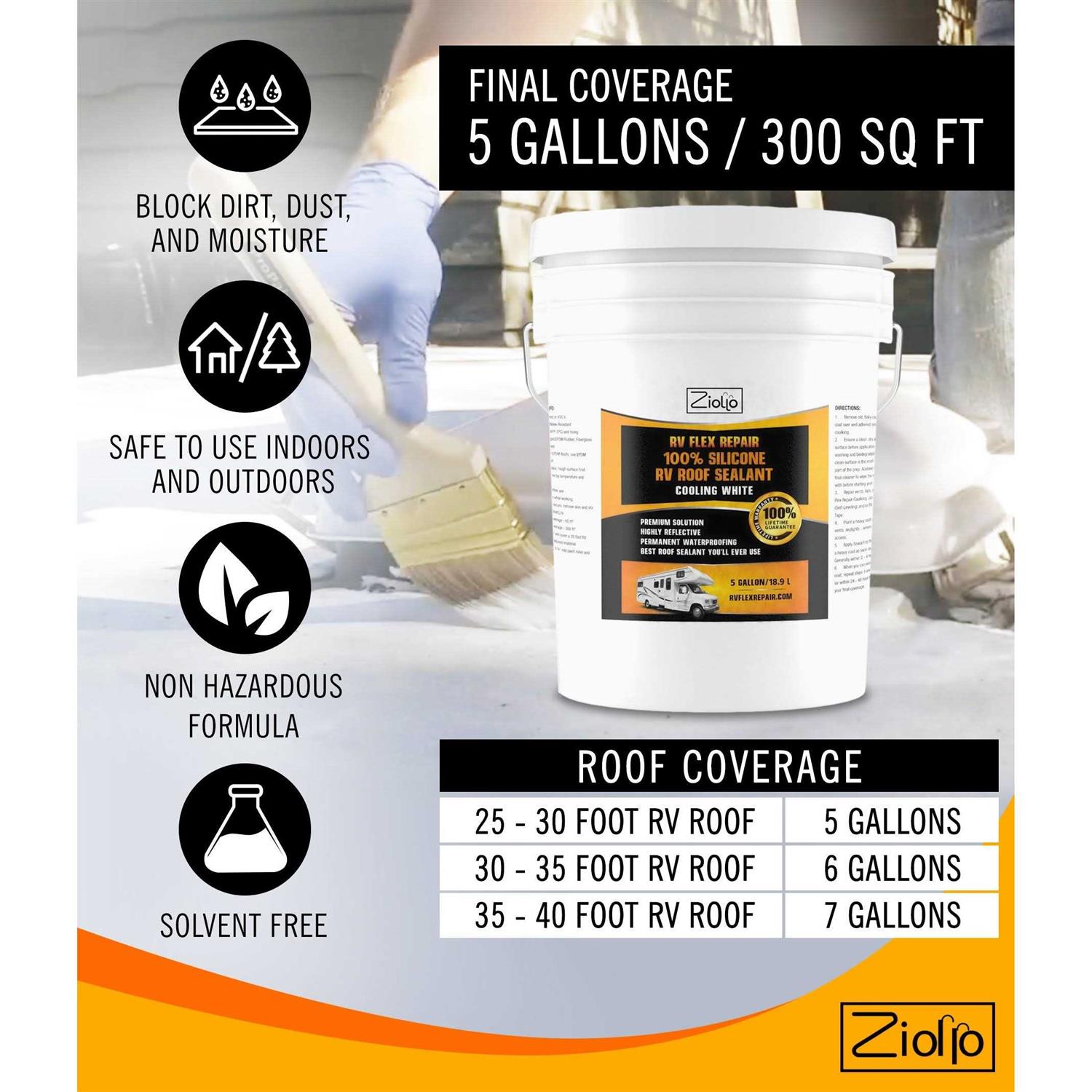 Ziollo RV Flex Repair 100% Silicone RV Roof Sealant Epdm Rubber Coating to Waterproof Metal and Fiberglass on Motorhomes - Shop Hardware Tools Online Store
