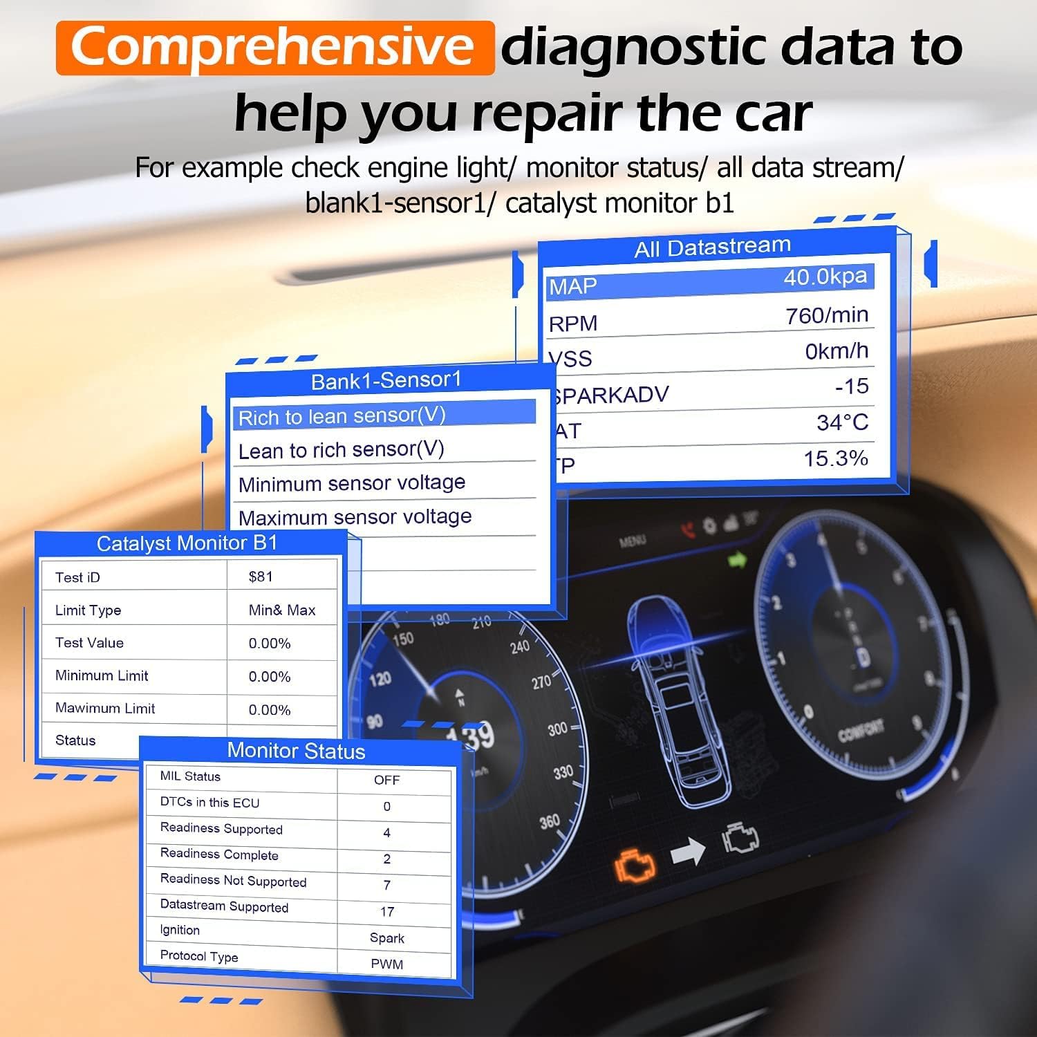 AUTOPHIX OBD2 Scanner Enhanced OM126P Vehicle Code Reader Auto Diagnostic Check Engine Light for All OBDII Car After 1996[Upgrade Version] Pack of 2