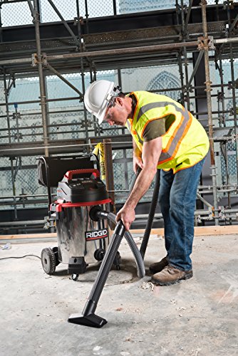 RIDGID 50353 1610RV Stainless Steel Wet Dry Vacuum, 16-Gallon Shop Vacuum with Cart, 6.5 Peak HP Motor, Large Wheels, Pro Hose, Drain, Blower Port