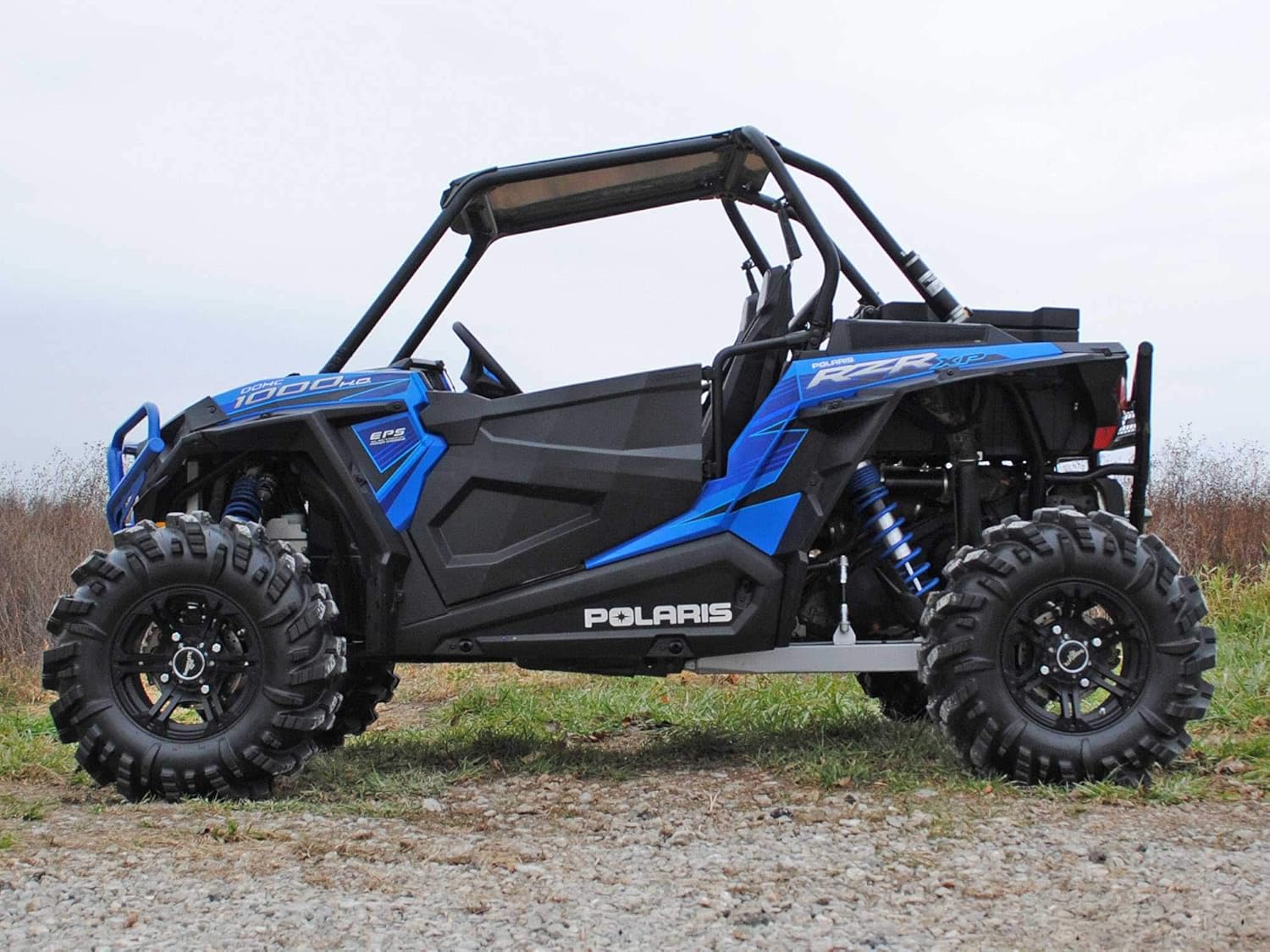 SuperATV Heavy Duty Full Plastic Doors for Polaris RZR 900 S (2015-2020) - Black with No Graphics - Pair | OEM Door Frames Required for Installation
