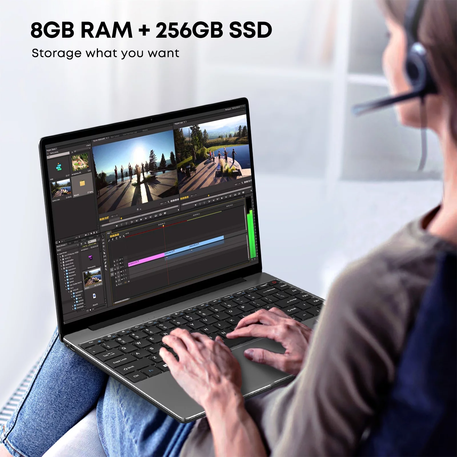 CHUWI HeroBook Pro 14.1" Laptop,256GB SSD 8G RAM,Windows 11 Bussiness Notebook Computer PC,Intel Gemini-Lake N4020 Quad Core Processor,IPS Screen,1TB SSD Expand