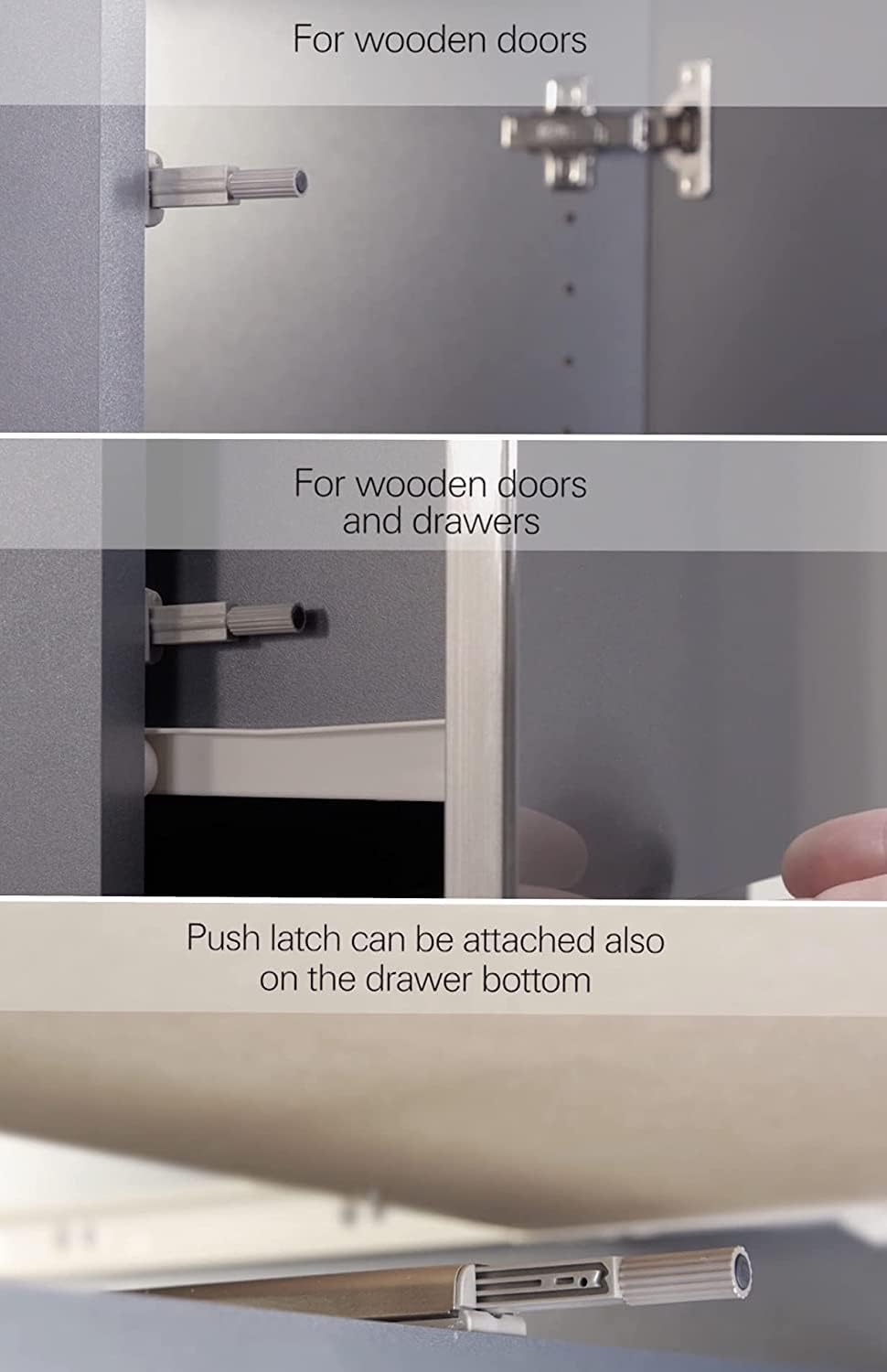 Titus+ Push Latches for Cabinet Door -Push to Open Door Latch,Push Open System for Cabinet Doors and Drawer (10 Pack) Pack of 2