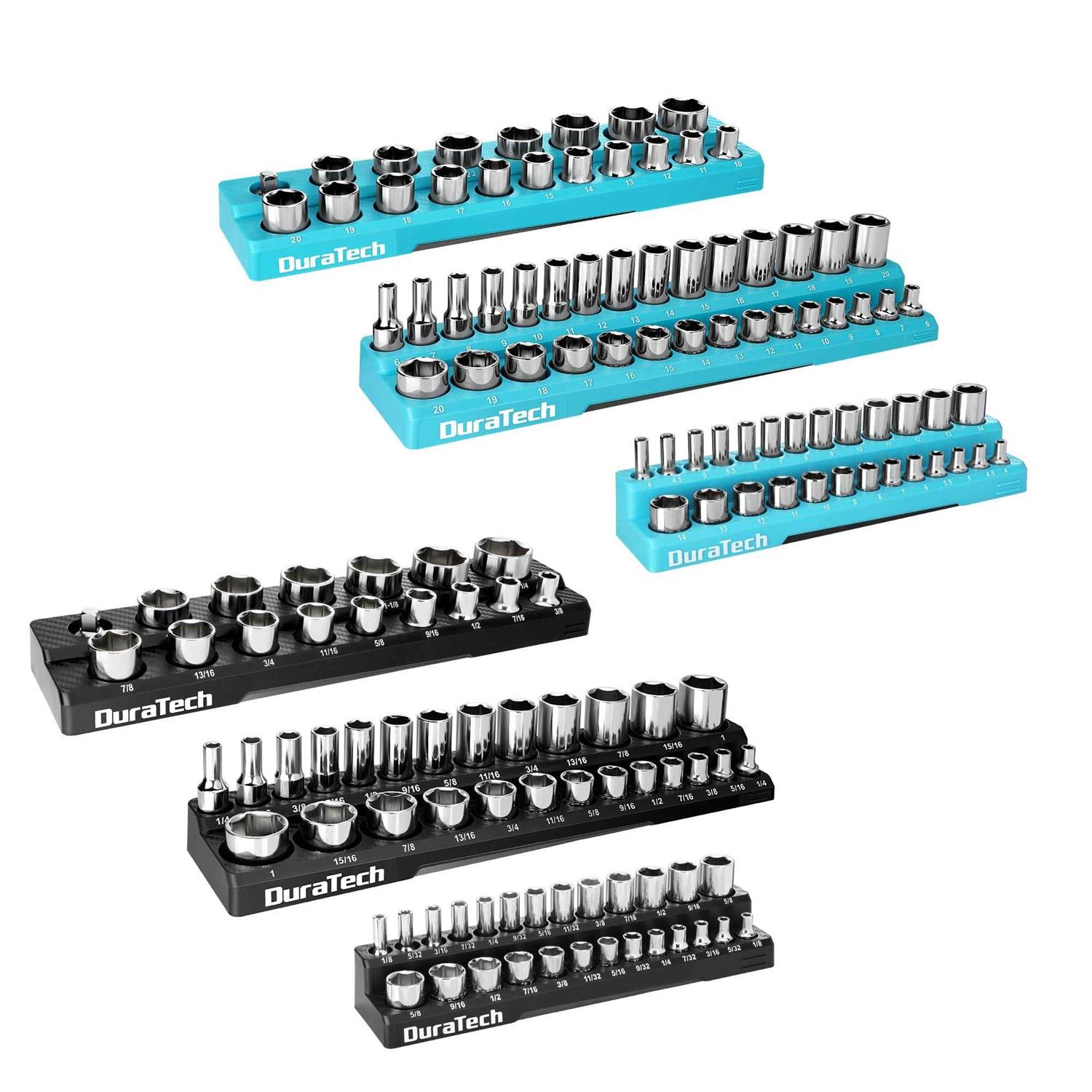 DURATECH Magnetic Socket Organizer Set, 1/2 1/4 3/8 Drive SAE&amp;Metric Socket Holders Socket Trays for Tool Box and Tool Cart - Shop Hardware Tools Online Store
