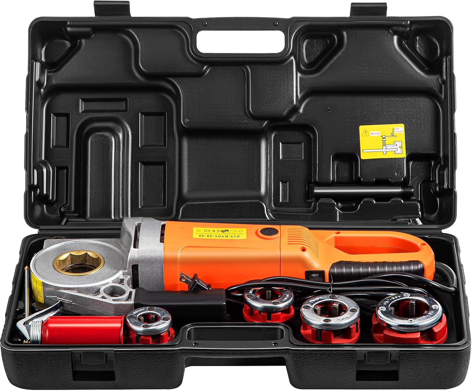 VEVOR Electric Pipe Threader, 2300W Pipe Threading Machine, Heavy-Duty Hand-Held Power Drive Kit, 110V Pipe Threader Machine Copper Motor, Portable Pipe Threader w/ 4 Dies 1/2-1 1/4 & Carrying Case