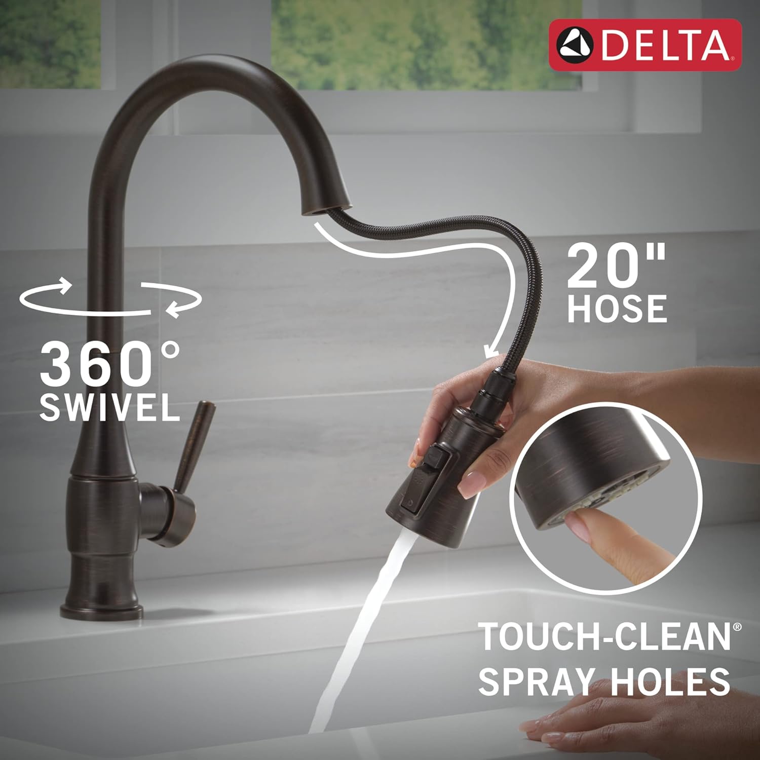 Delta Faucet Hazelwood Oil Rubbed Bronze Kitchen Faucet with Soap Dispenser, Kitchen Faucets with Pull Down Sprayer, Kitchen Sink Faucet with Magnetic Docking Head, Venetian Bronze 19831Z-RBSD-DST