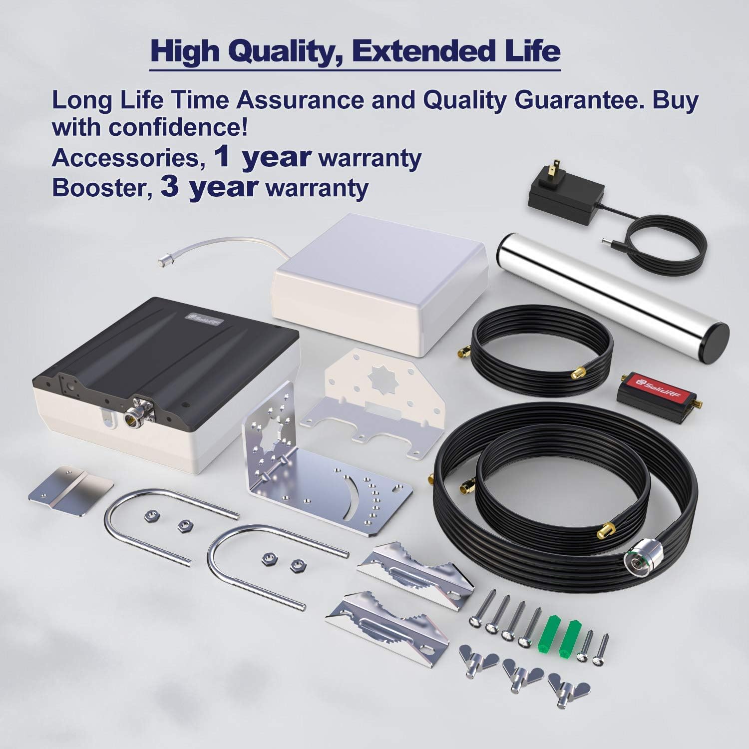 SolidRF-High Data Speed Cell Phone Signal Booster-for Home, Convenience Store, Apartment, Workshop - All U.S. Carriers - All in One On Roof Cell Booster Speed Kit Supports 4,000 sq ft (4351670779)