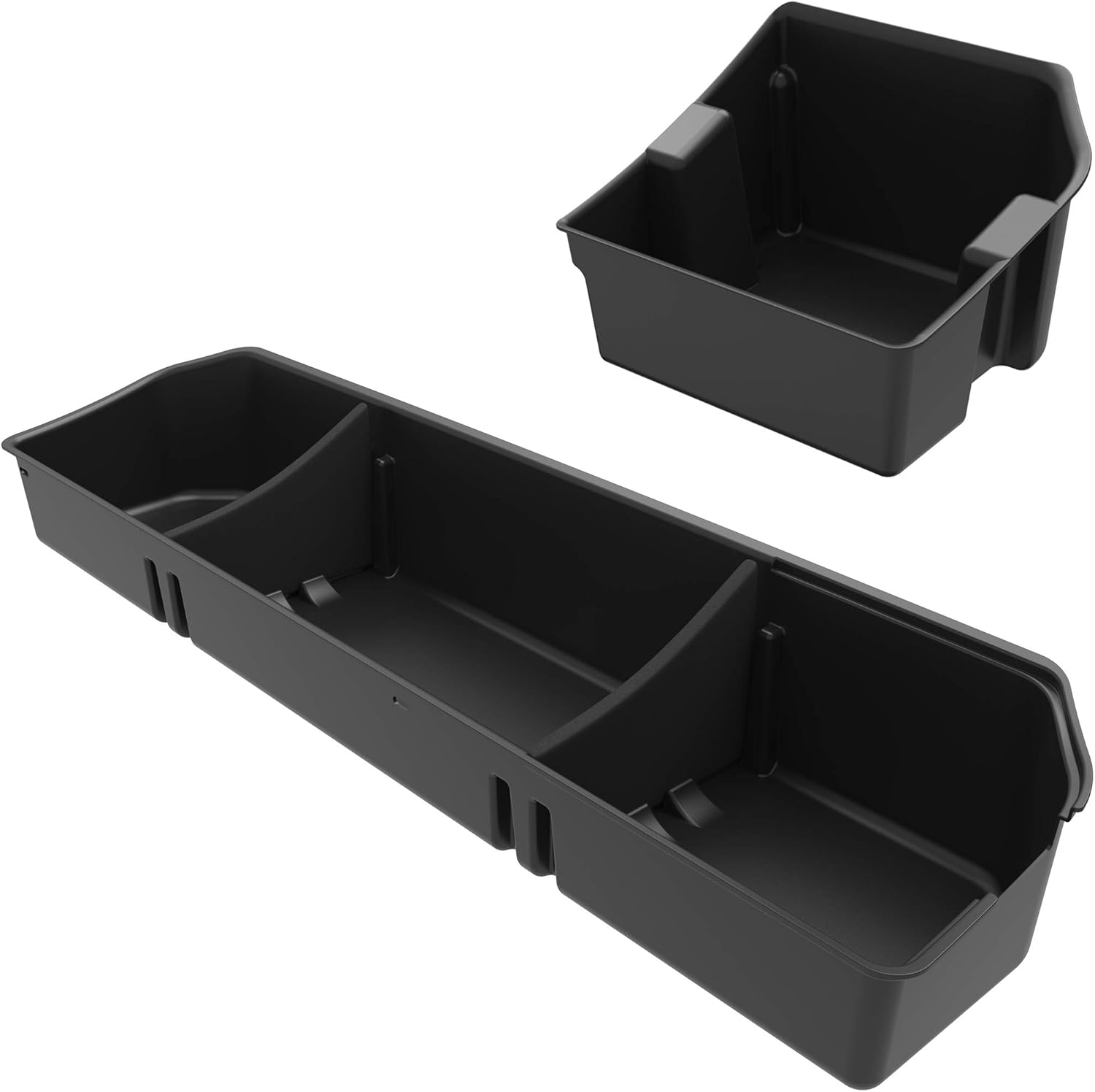 OEDRO Upgraded Under Seat Storage Box Compatible with 2015-2022 Ford F150 SuperCrew Cab & Crew Cab - Unique Textured Black 3-in-1 Design Max Storage (Excl. Super Cab)