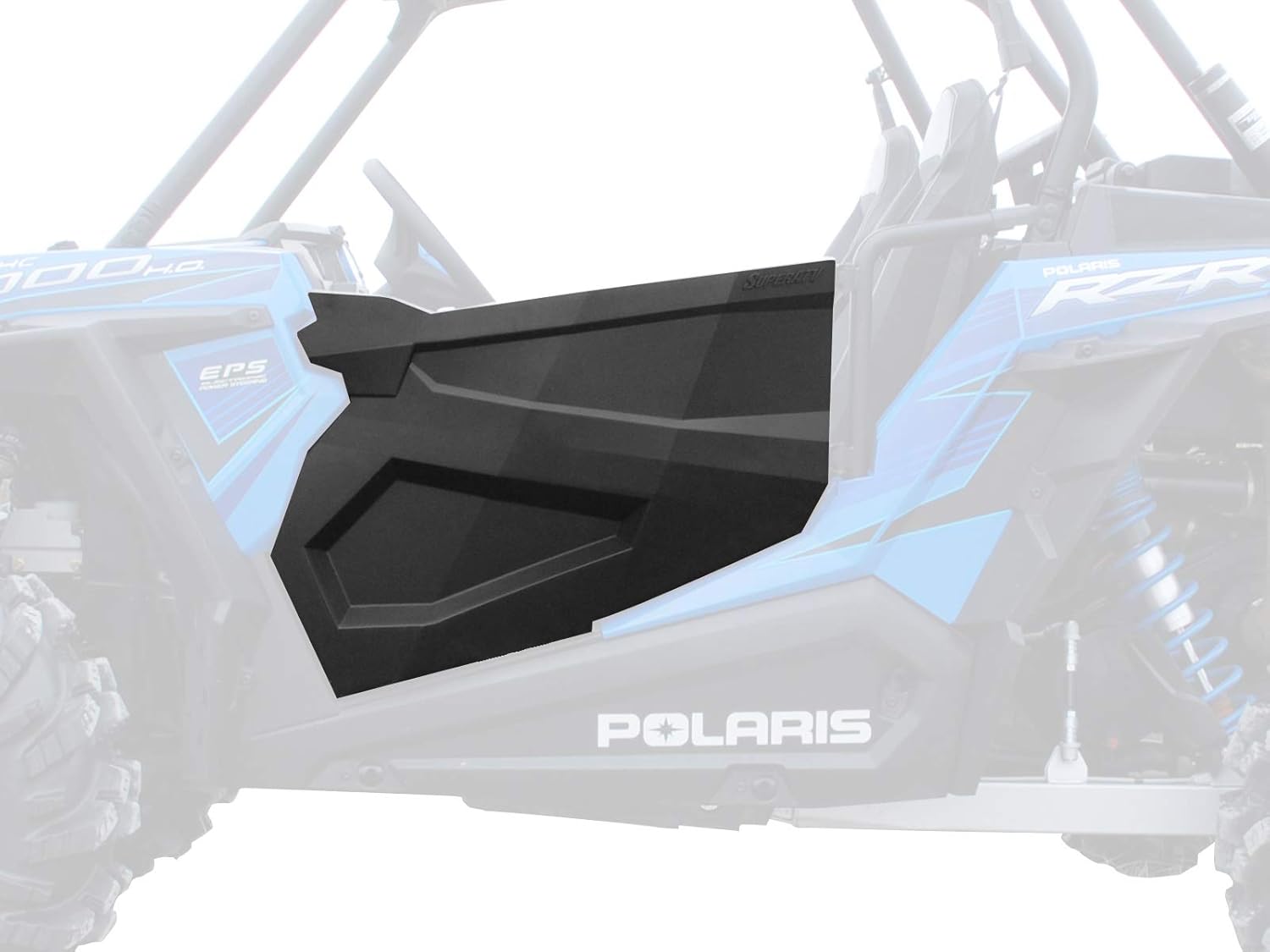 SuperATV Heavy Duty Full Plastic Doors for Polaris RZR 900 S (2015-2020) - Black with No Graphics - Pair | OEM Door Frames Required for Installation