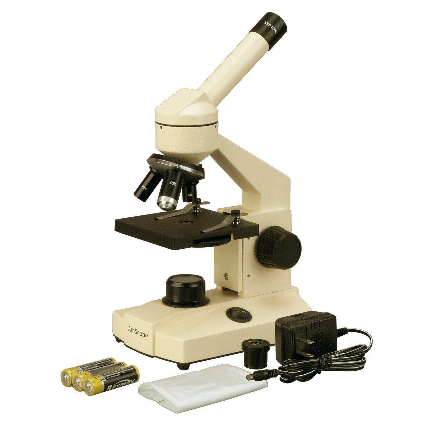 Amscope 40X-1000X All-Metal All Optical Glass Lens Student Biological Field Microscope with LED Light,