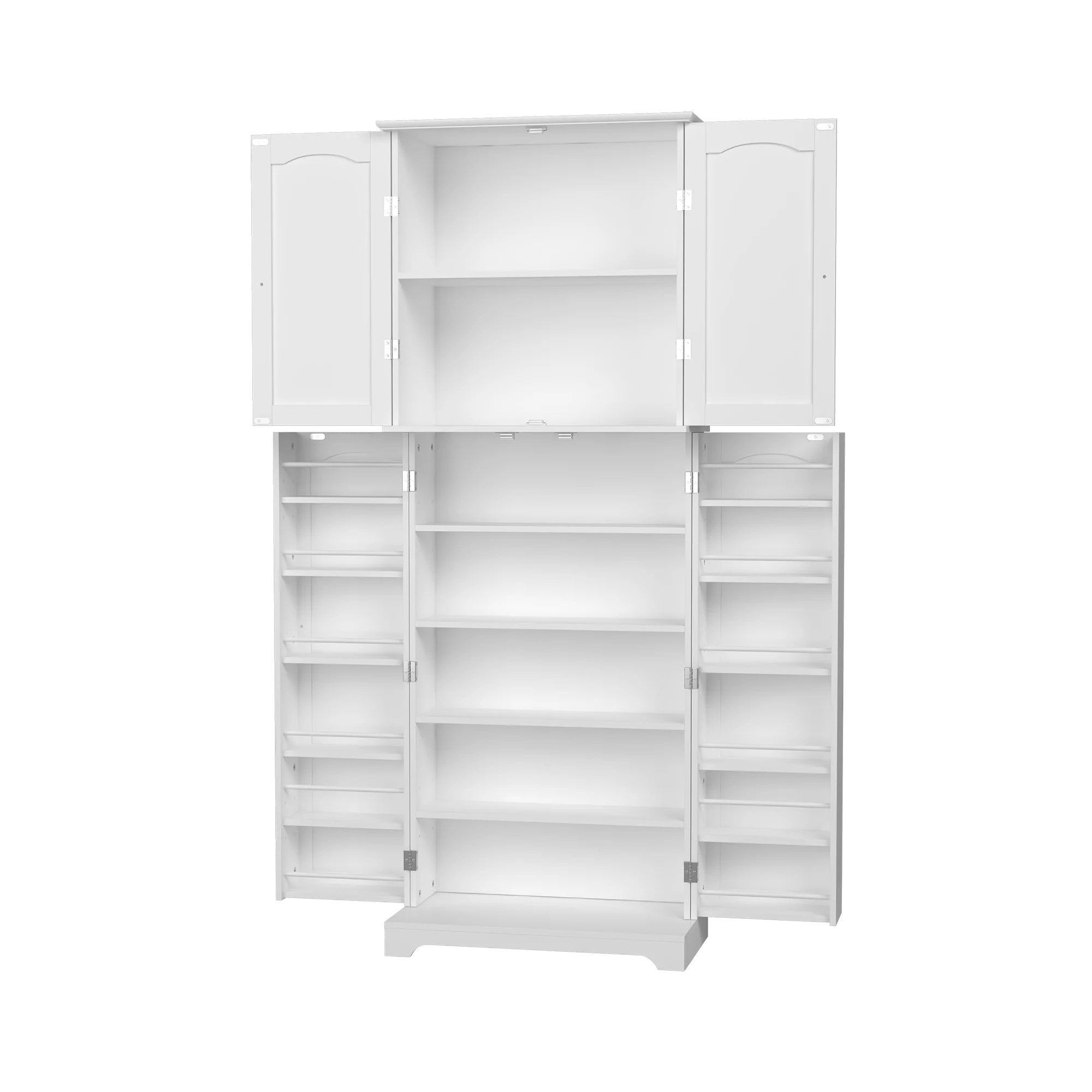 HOMEFORT Tall Kitchen Pantry Storage Cabinet with Doors and Shelves, Wooden Food Pantry Farmhouse Cupboard Freestanding Buffet for Kitchen Dining Living Room, White