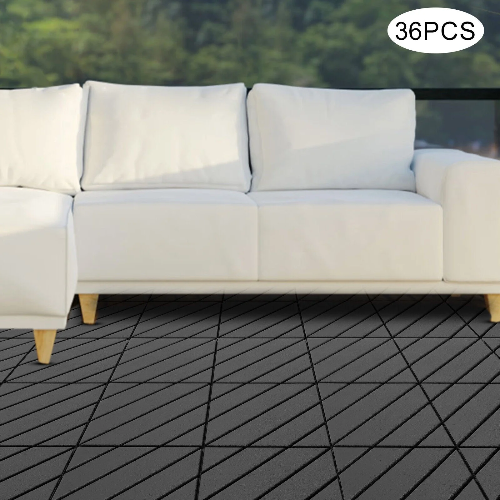 Modern 36PCS Interlocking Deck Tiles Floor Mount Plastic Composite Patio Deck Tiles 12”x12”