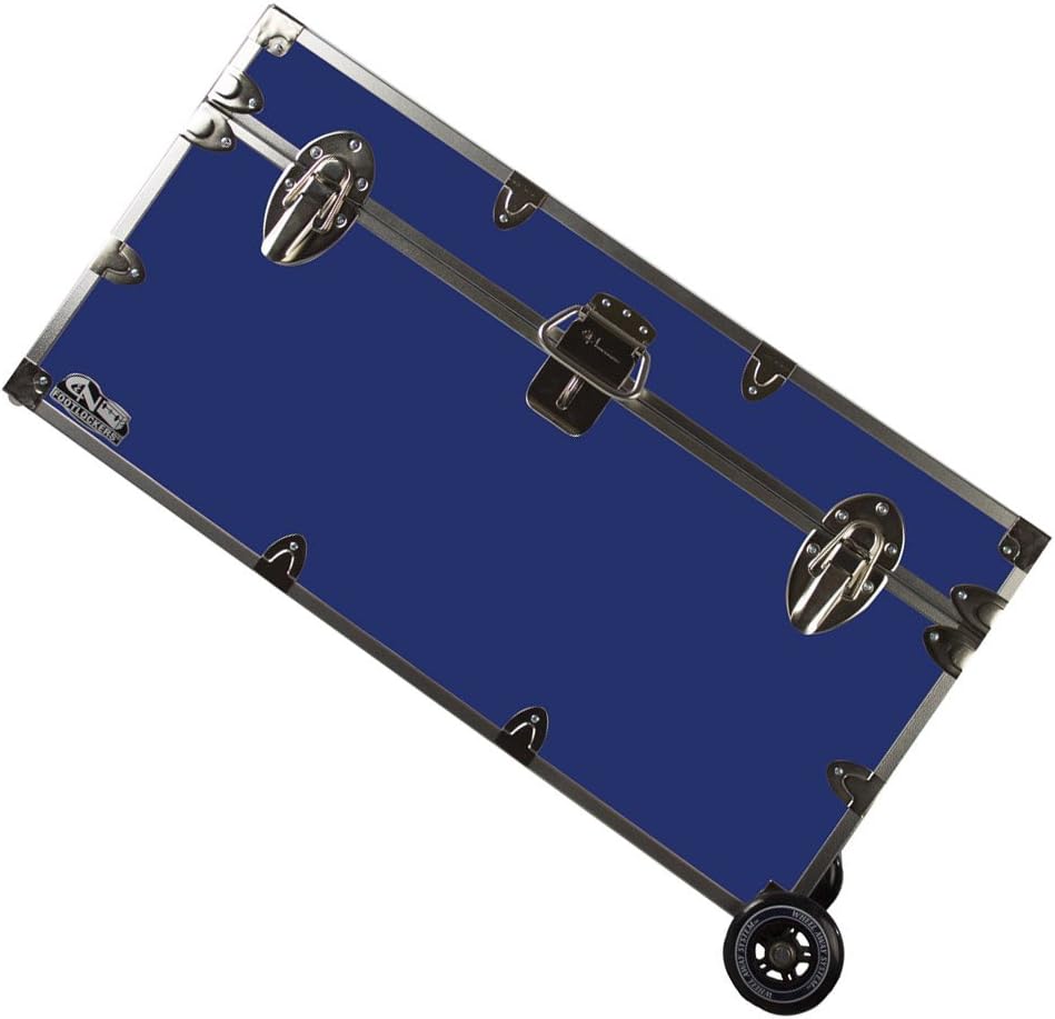 C&N Footlockers College Dorm Room & Summer Camp Lockable Trunk Footlocker with Wheels - Undergrad Trunk Available in 20 Colors - Large: 32 x 18 x 16.5 Inches (Black)