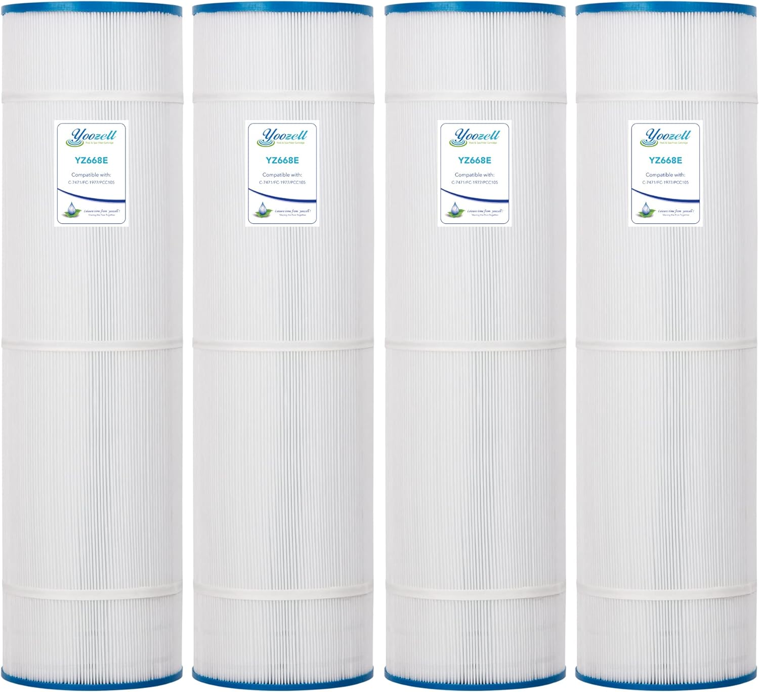 Yoozell PCC105-PAK4 Swimming Pool Replacement Filter Cartridge Replaces for Unicel C-7471 105Sq.ft 817-0106 R173576 817-0106 Filbur FC-1977 FC-6470 Pentair CCP420 Darlly 71053 4Pack