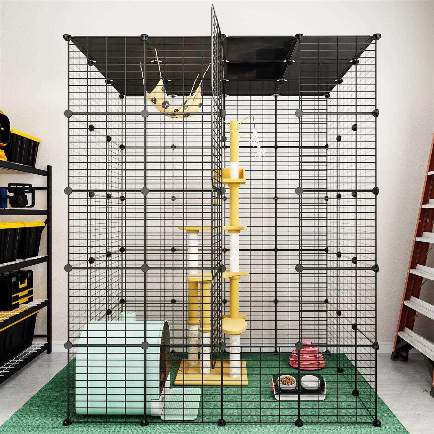 Eiiel Large Cat Cage Indoor Cat Playpen Metal Wire Kennels Crate Ideal for 1-4 Cats - Pet Supplies online store