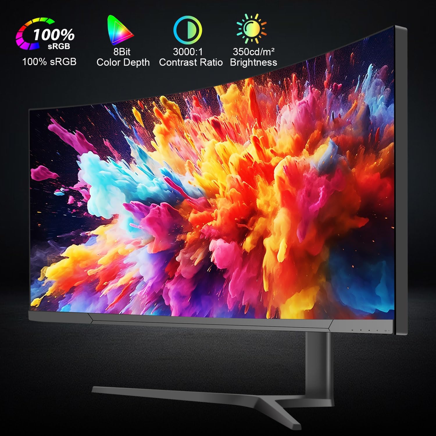 34" Curved WQHD 3440×1440 Gaming Monitor 165Hz, 1ms, 1500R, HDR 10, 100% sRGB PC Screen, AMD Free-Sync Premium/G-Sync Compatible, 2 x DispalyPort 1.4 & HDMI 2.0, Height/Tilt Adjustable Stand, Black