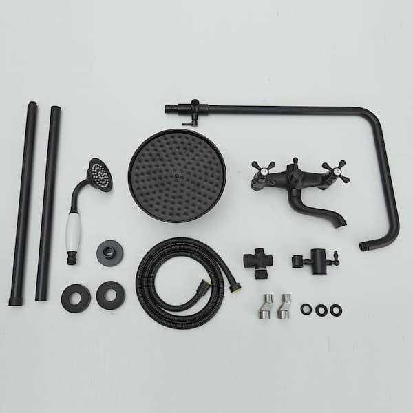 BWE 1-spray Bathroom Outdoor Wall Bar Shower Kit with Tub Faucet and Double Cross Handle - Shop Hardware Tools Online Store