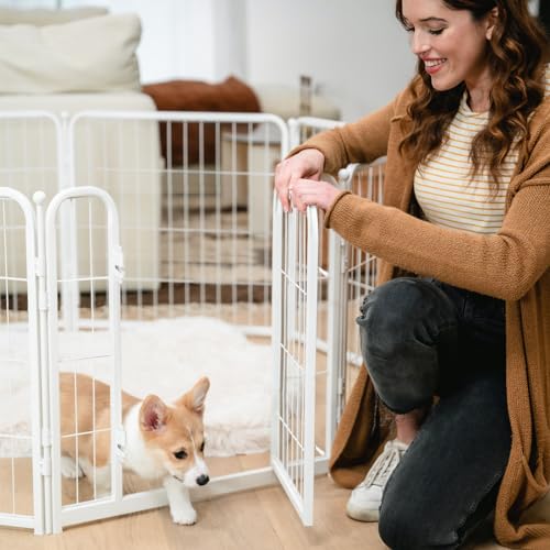 FXW Homeplus Dog Playpen Designed for Indoor Use, 40" Height for Large Dogs, White│Patented