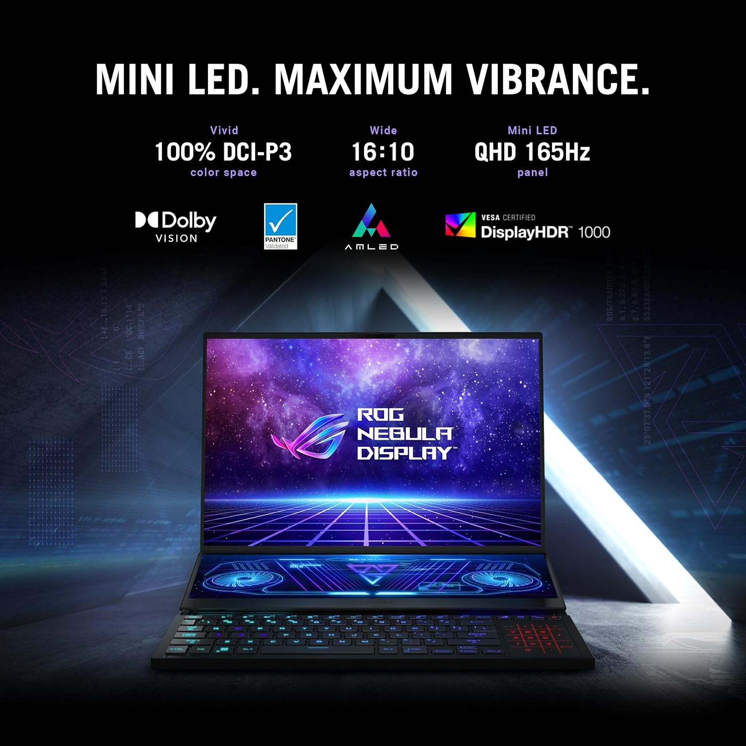 ASUS ROG Zephyrus Duo 16 (2022) Gaming Laptop, 16” 165Hz ROG Nebula HDR QHD 16:10 Display, NVIDIA GeForce RTX 3070 Ti, AMD Ryzen 9 6900HX, 32GB DDR5, 1TB SSD, Windows 11, GX650RW-XS96,Black (Renewed)