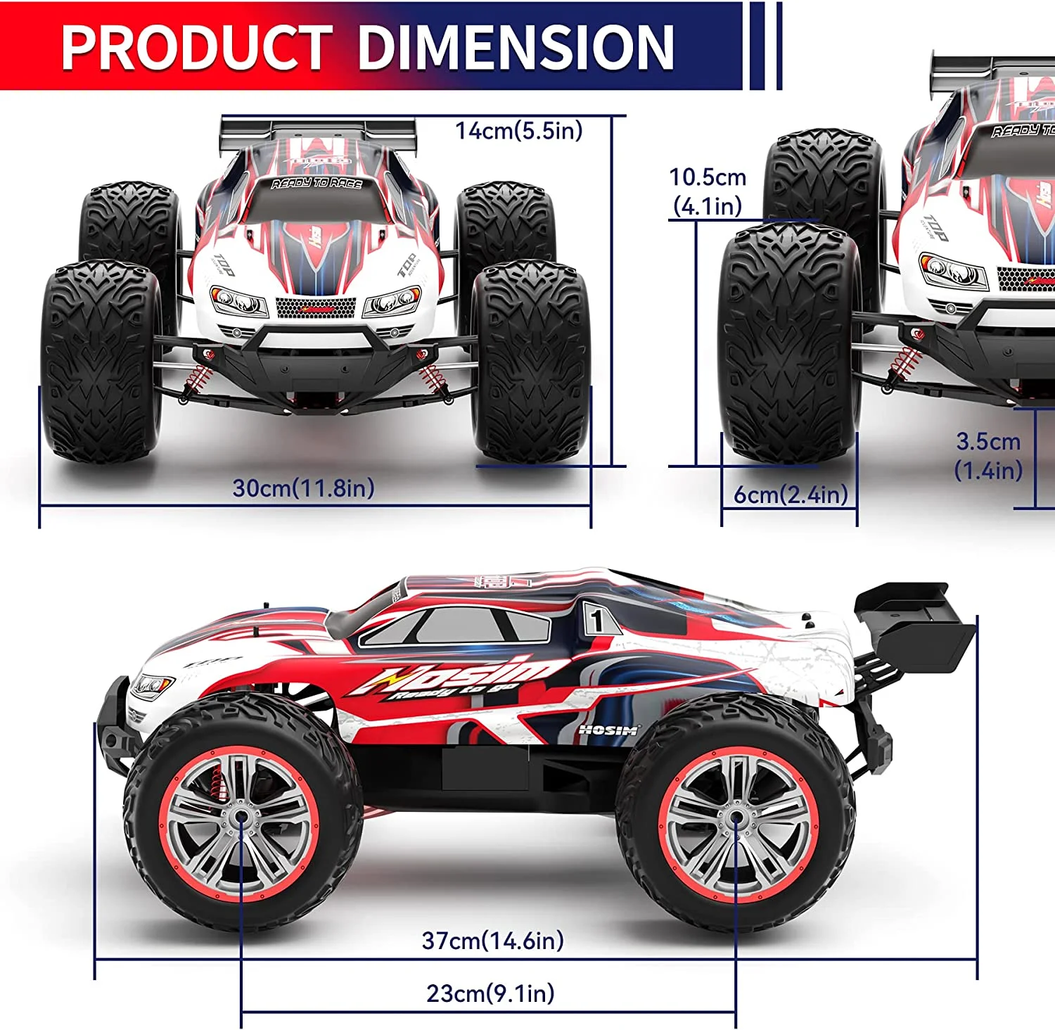 Hosim 1:12 RC Cars 2.4GHz Remote Control Car 4WD Off Road Monster Truck Buggy Toy for Boys Teens Adults Gifts