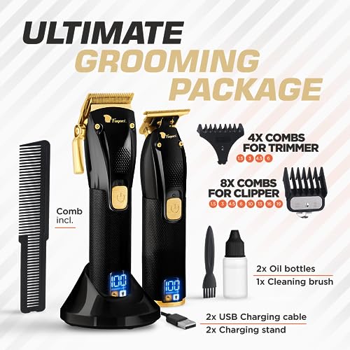 Fagaci Professional Hair Clippers for Men Set Turbo Power with Precise Cutting, Barber Clippers for Hair Cutting, Cordless Hair Clippers and Trimmers Set, Maquina de Cortar Cabello, Haircut Barber Kit