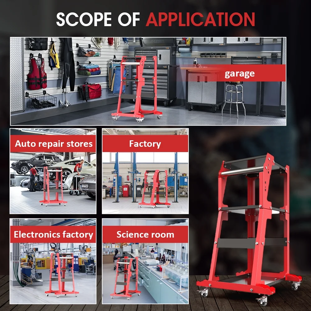Tool Rack Utility Cart with Wheels can be Towed Foldable Multi-purpose Universal Cart Repair Tools Repair Cart, Tool Trolley for Placing the Car Fuel Injector Cleaner Tester AJ400 AJ600
