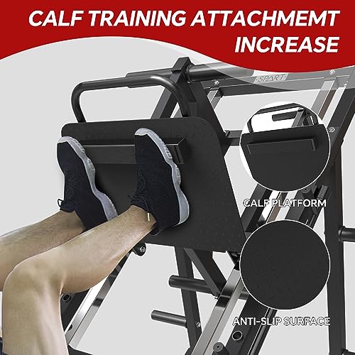 SPART Leg Press Machine with Calf Block, Professional Adjustable Leg Machine with Resistance Band Pegs and Plate Storages, Heavy Duty Workout Equipment for Leg Strength Training Home Gym