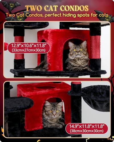 Globlazer Big Cat Tower for Indoor Cats, 80inch Cat Tower for Multiple Adult Cats XXL Cat Tree with Scratching Post, Hammock, 3 Perches, 2 Condos, 2 Hanging Basket, F80, Light Grey