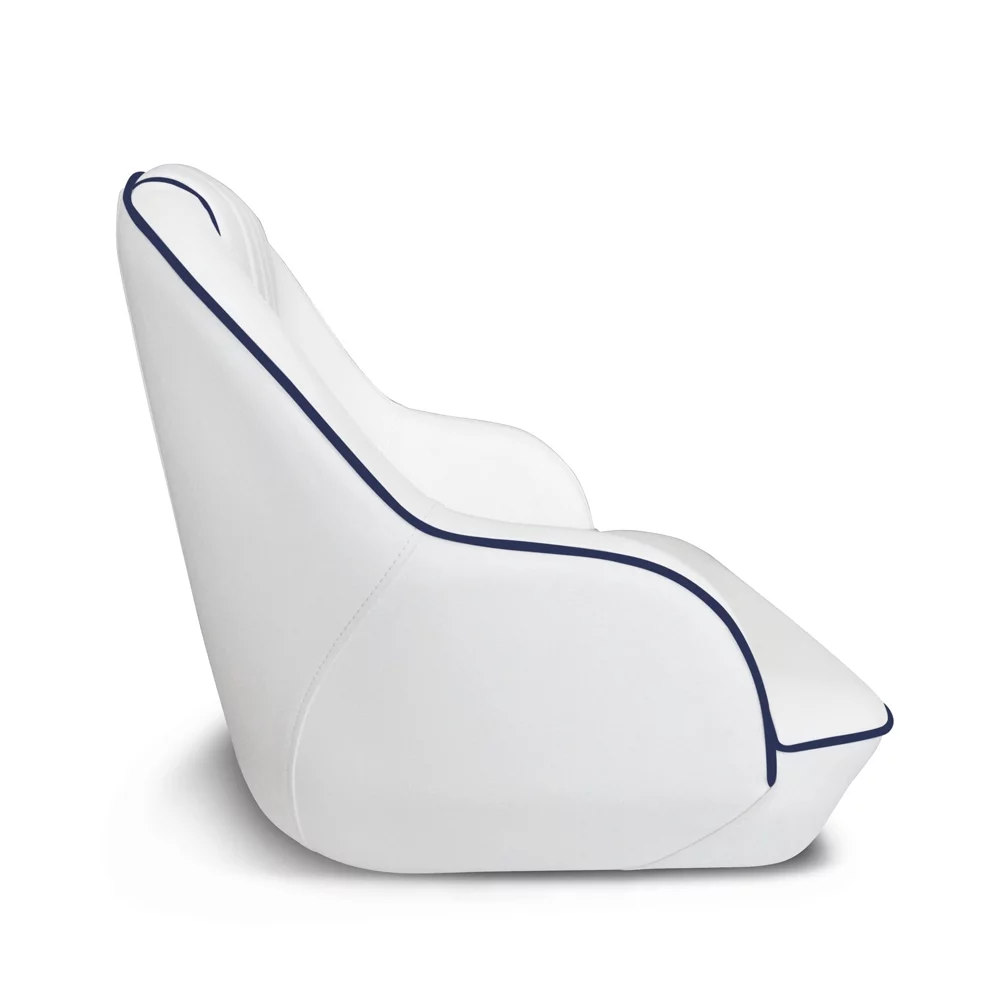 Leader Accessories Pontoon Captains Bucket Seat Boat Seat,White/Navy piping